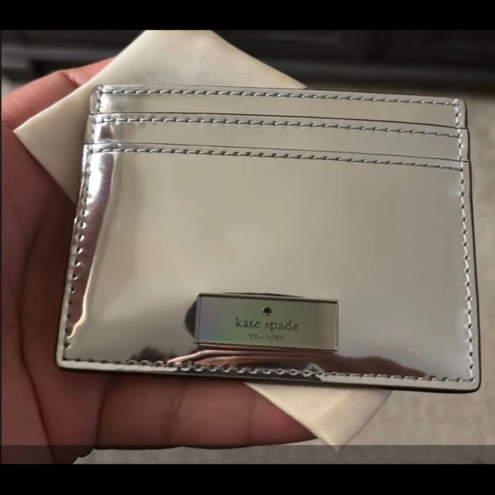 Kate Spade Metallic Silver Card Case